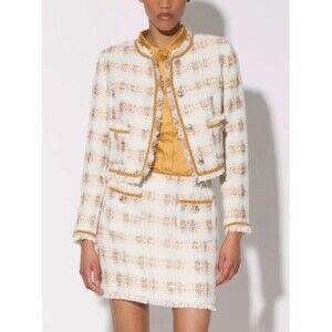 NWT Walter Baker XL Annabell Skirt Jacket MSRP $298 Boucle Tweed Fringe Career